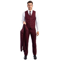 Men's 3pc Solid Suit, Notch Lapel - Bundle Bus
