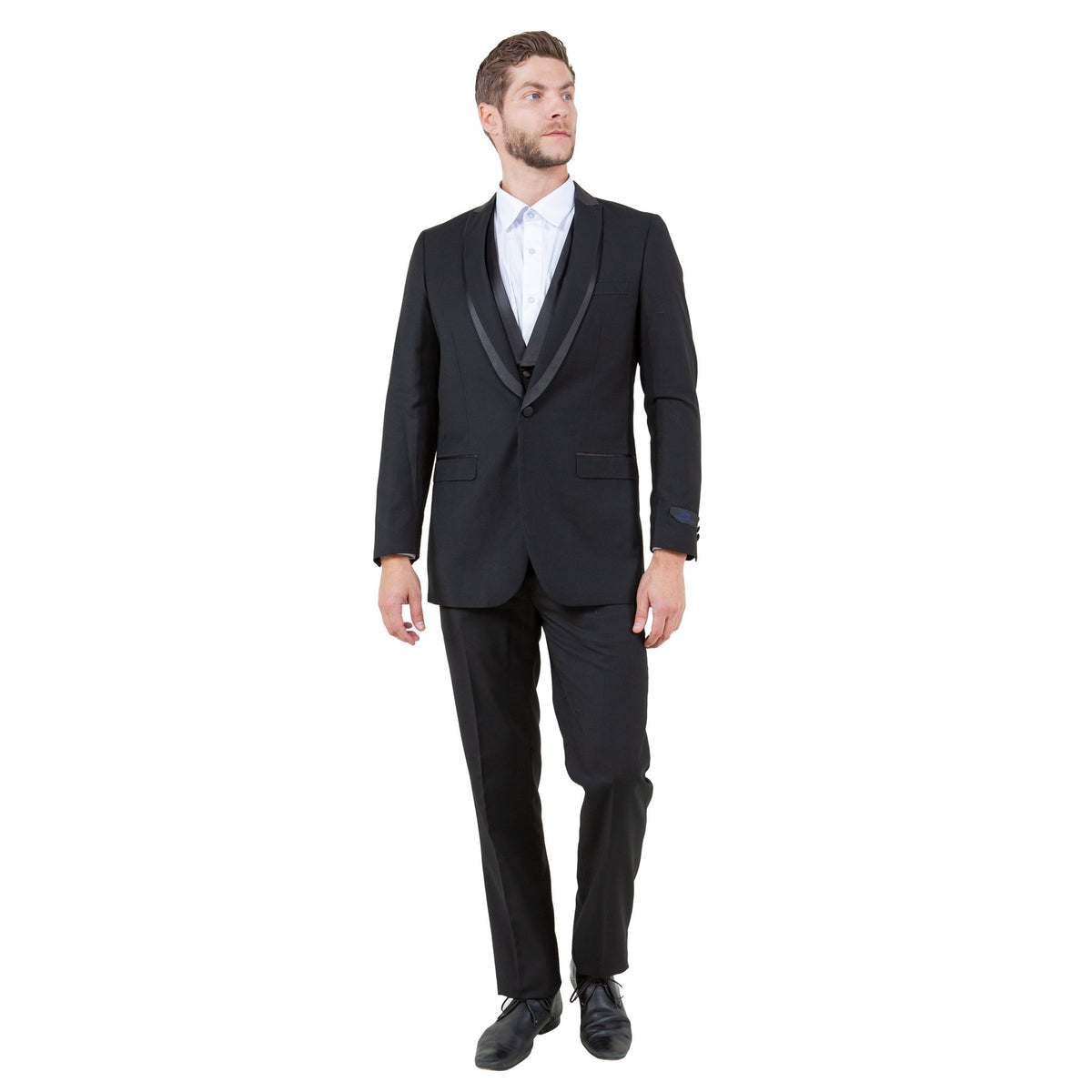 Men's 3pc Tuxedo w/ Satin Shawl Collar & Expandable Clip Pants - Bundle Bus
