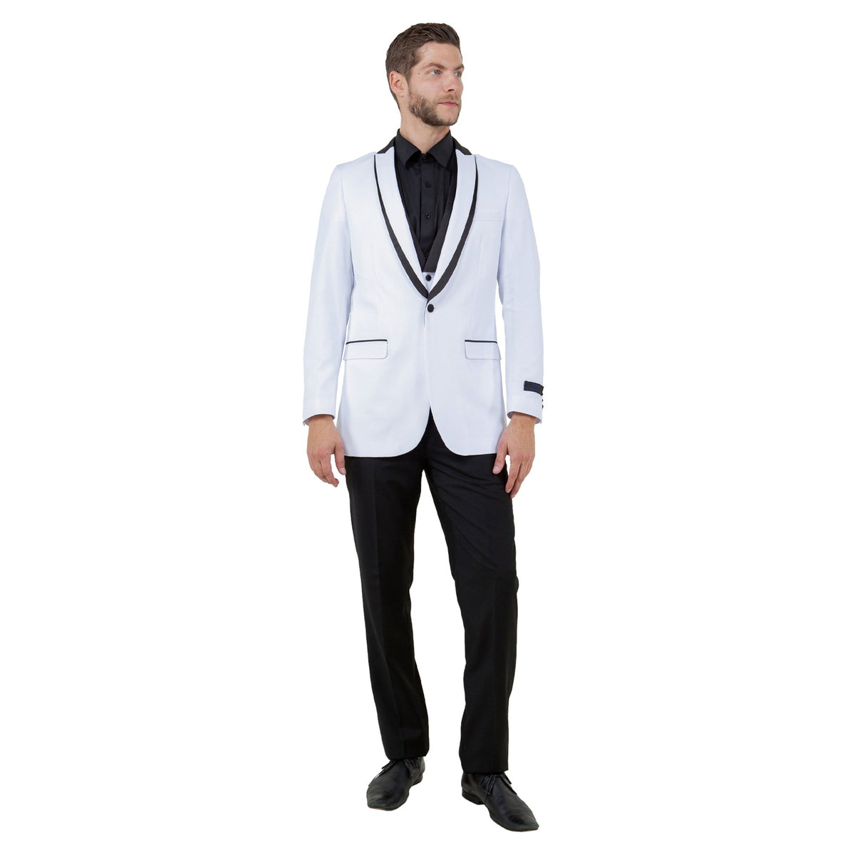 Men's 3pc Tuxedo w/ Satin Shawl Collar & Expandable Clip Pants - Bundle Bus