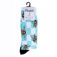 Men's Checker Bumble Bee Ribbed Socks - Bundle Bus