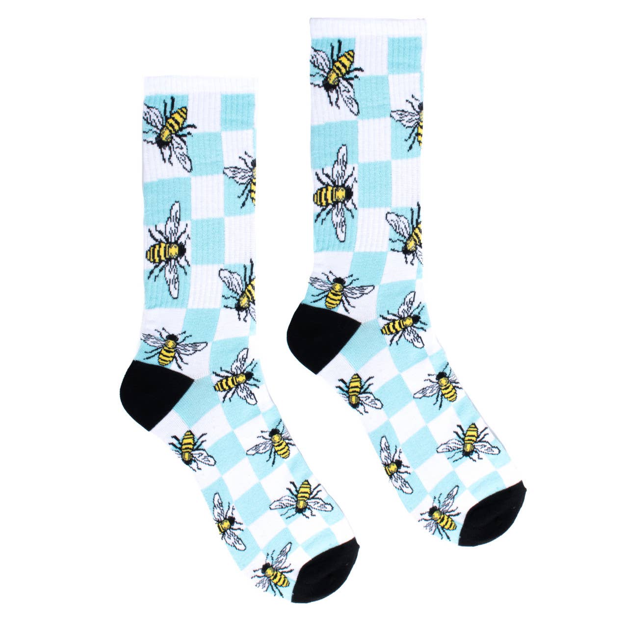 Men's Checker Bumble Bee Ribbed Socks - Bundle Bus