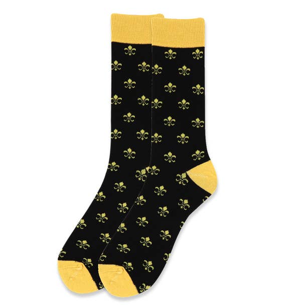 Men's Cotton Fleur - de - lis Novelty Socks - Bundle Bus