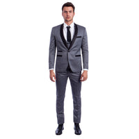 Men's Hybrid - Fit 3 - Piece Suit w/ Satin Shawl Lapel - Bundle Bus