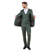 Men's Hybrid - Fit 3pc Sharkskin Suit w/ Expandable Waistband - Bundle Bus