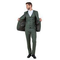Men's Hybrid - Fit 3pc Sharkskin Suit w/ Expandable Waistband - Bundle Bus
