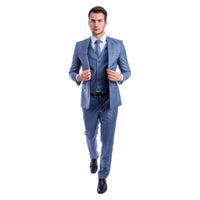 Men's Hybrid - Fit 3pc Sharkskin Suit w/ Expandable Waistband - Bundle Bus