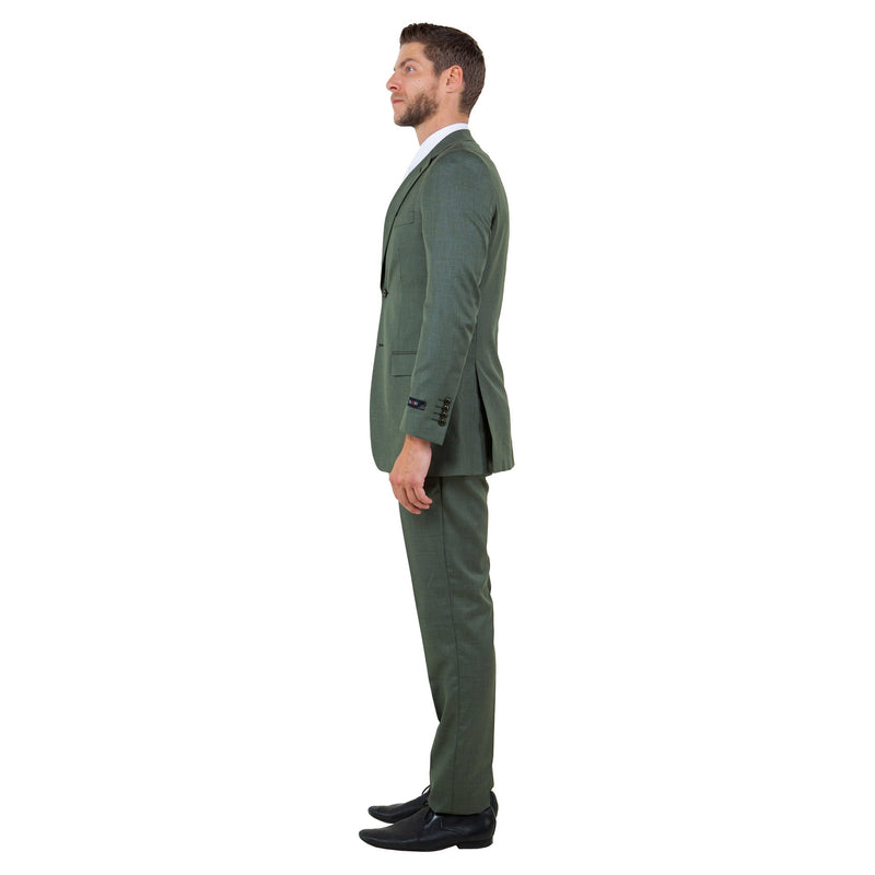 Men's Hybrid - Fit 3pc Sharkskin Suit w/ Expandable Waistband - Bundle Bus