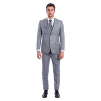 Men's Hybrid - Fit 3pc Sharkskin Suit w/ Expandable Waistband - Bundle Bus