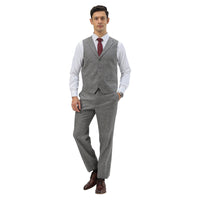Men's Hybrid - Fit 3pc Tweed Suit w/ Expandable Waistband - Bundle Bus