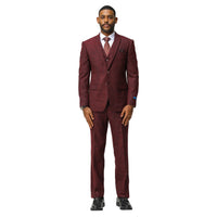 Men's Hybrid - Fit 3pc Tweed Suit w/ Expandable Waistband - Bundle Bus