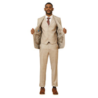 Men's Hybrid - Fit 3pc Tweed Suit w/ Expandable Waistband - Bundle Bus