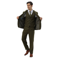 Men's Hybrid - Fit 3pc Tweed Suit w/ Expandable Waistband - Bundle Bus