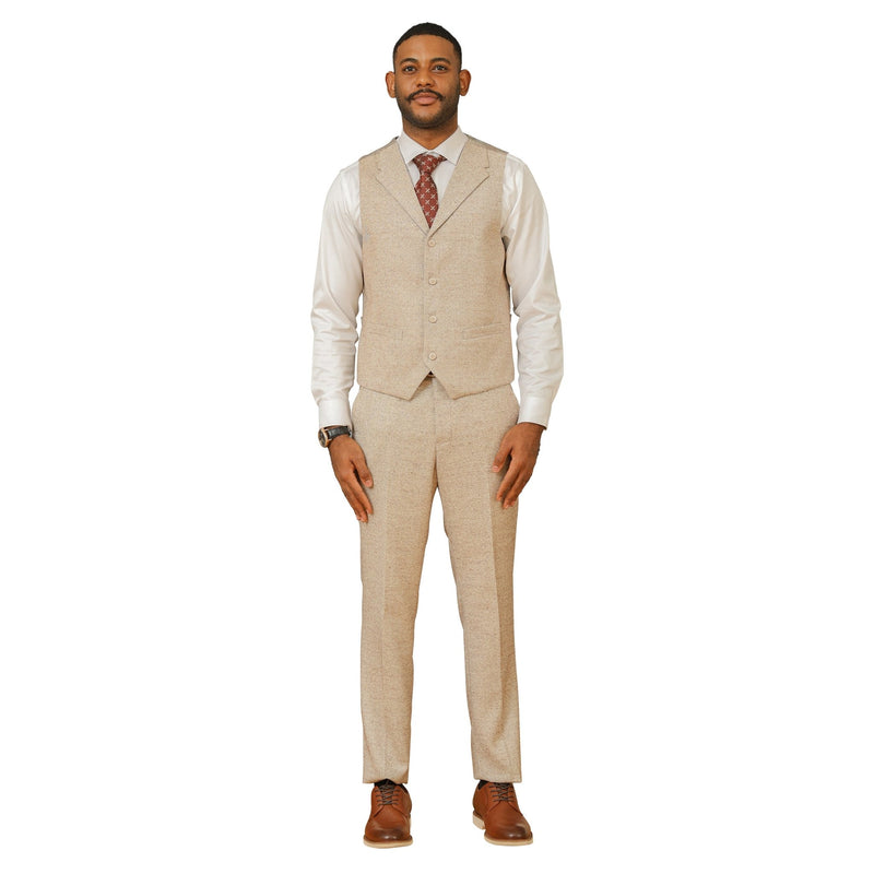 Men's Hybrid - Fit 3pc Tweed Suit w/ Expandable Waistband - Bundle Bus