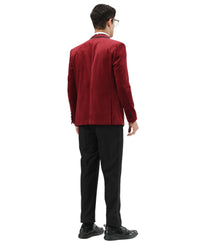 Men's Hybrid Fit Velvet Sport Coat w/ Satin Peak Lapel - Bundle Bus