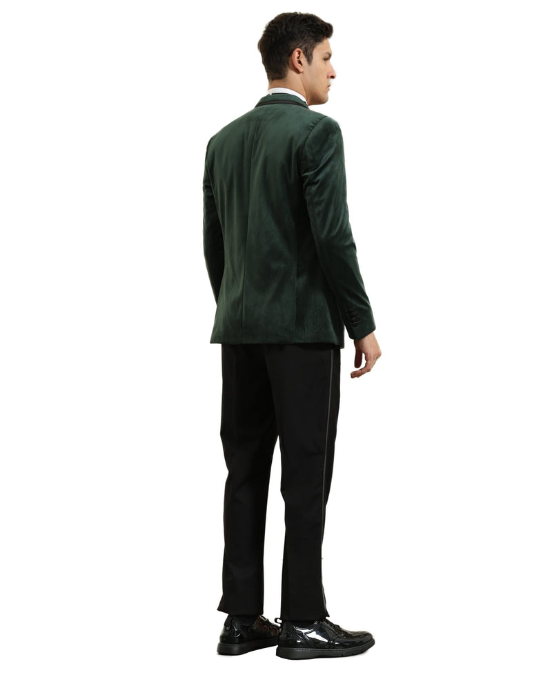 Men's Hybrid Fit Velvet Sport Coat w/ Satin Peak Lapel - Bundle Bus