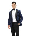 Men's Hybrid Fit Velvet Sport Coat w/ Satin Peak Lapel - Bundle Bus