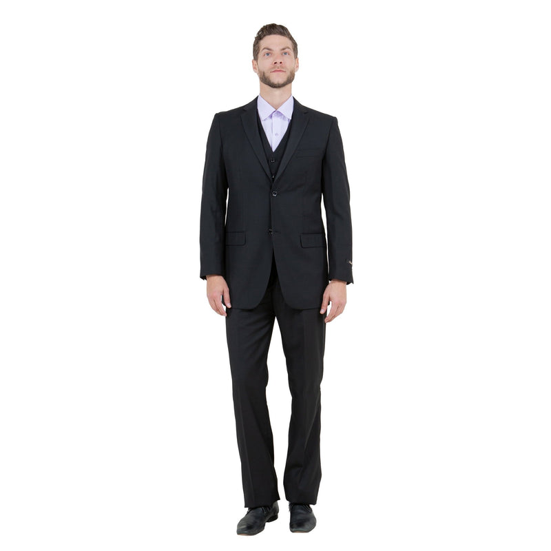 Men's Modern - Fit 3 - Piece Suit Set w/ Jacket, Vest and Pants - Bundle Bus