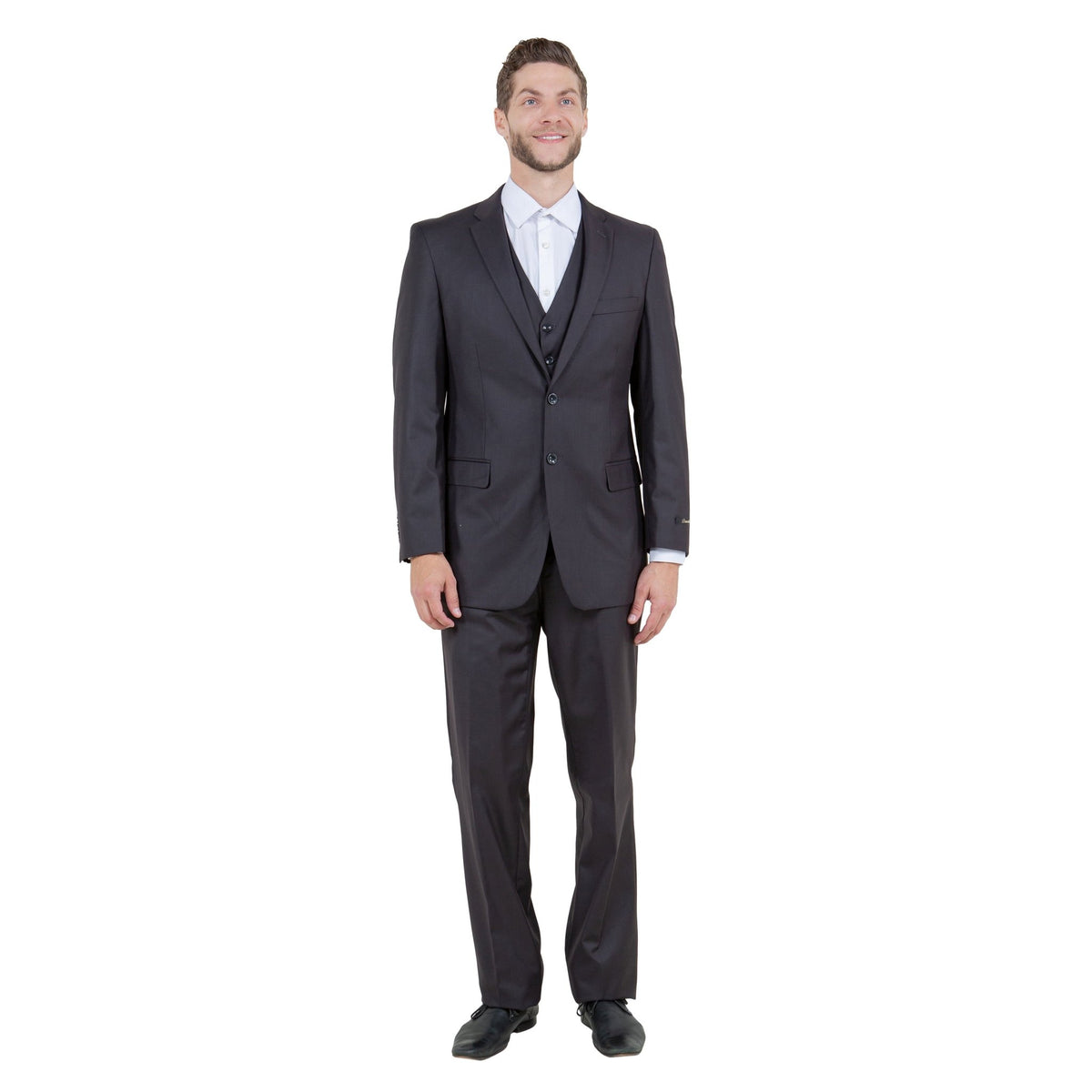 Men's Modern - Fit 3 - Piece Suit Set w/ Jacket, Vest and Pants - Bundle Bus
