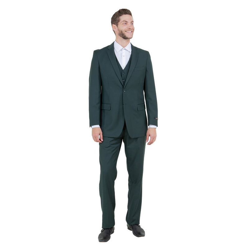Men's Modern - Fit 3 - Piece Suit Set w/ Jacket, Vest and Pants - Bundle Bus