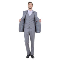 Men's Modern - Fit 3pc Pinstripe Suit, Notch Lapel - Bundle Bus