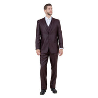 Men's Modern - Fit 3pc Sharkskin Suit Set - Bundle Bus