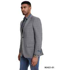 Men's Modern Fit Madras Sport Coat w/ Notch Lapel - Bundle Bus
