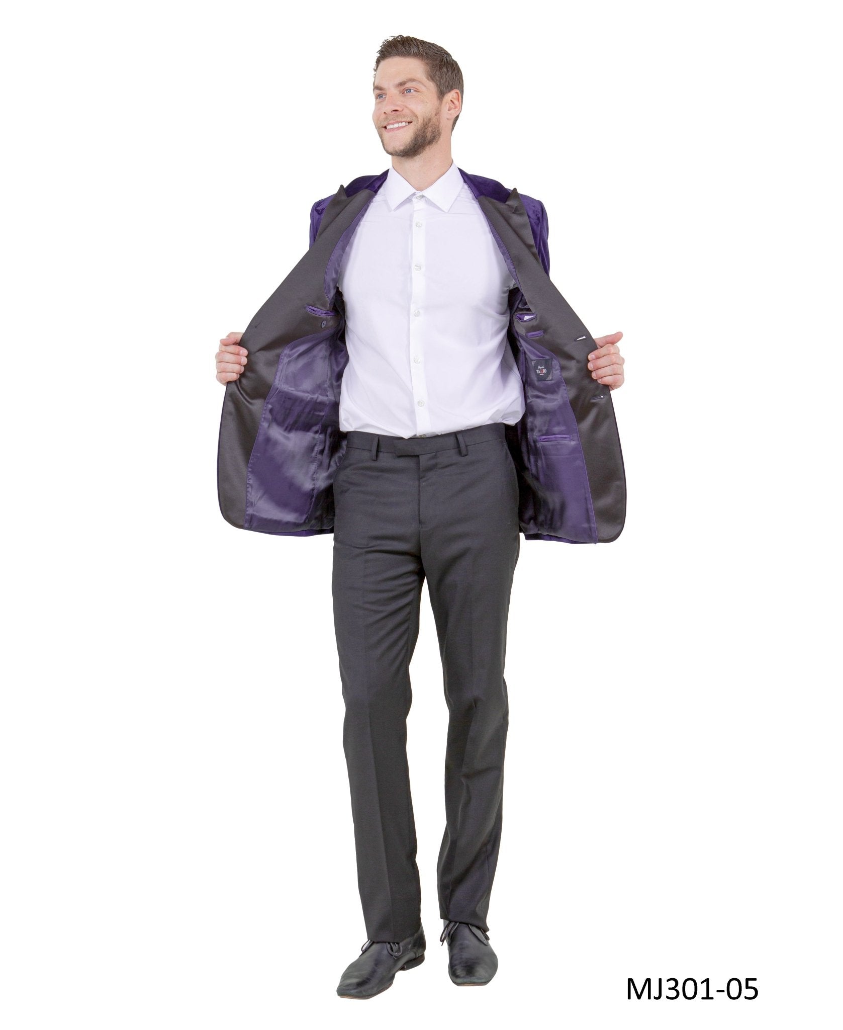 Men's Modern Fit Sport Coat w/ Satin Peak Lapel - Bundle Bus