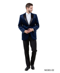 Men's Modern Fit Sport Coat w/ Satin Peak Lapel - Bundle Bus