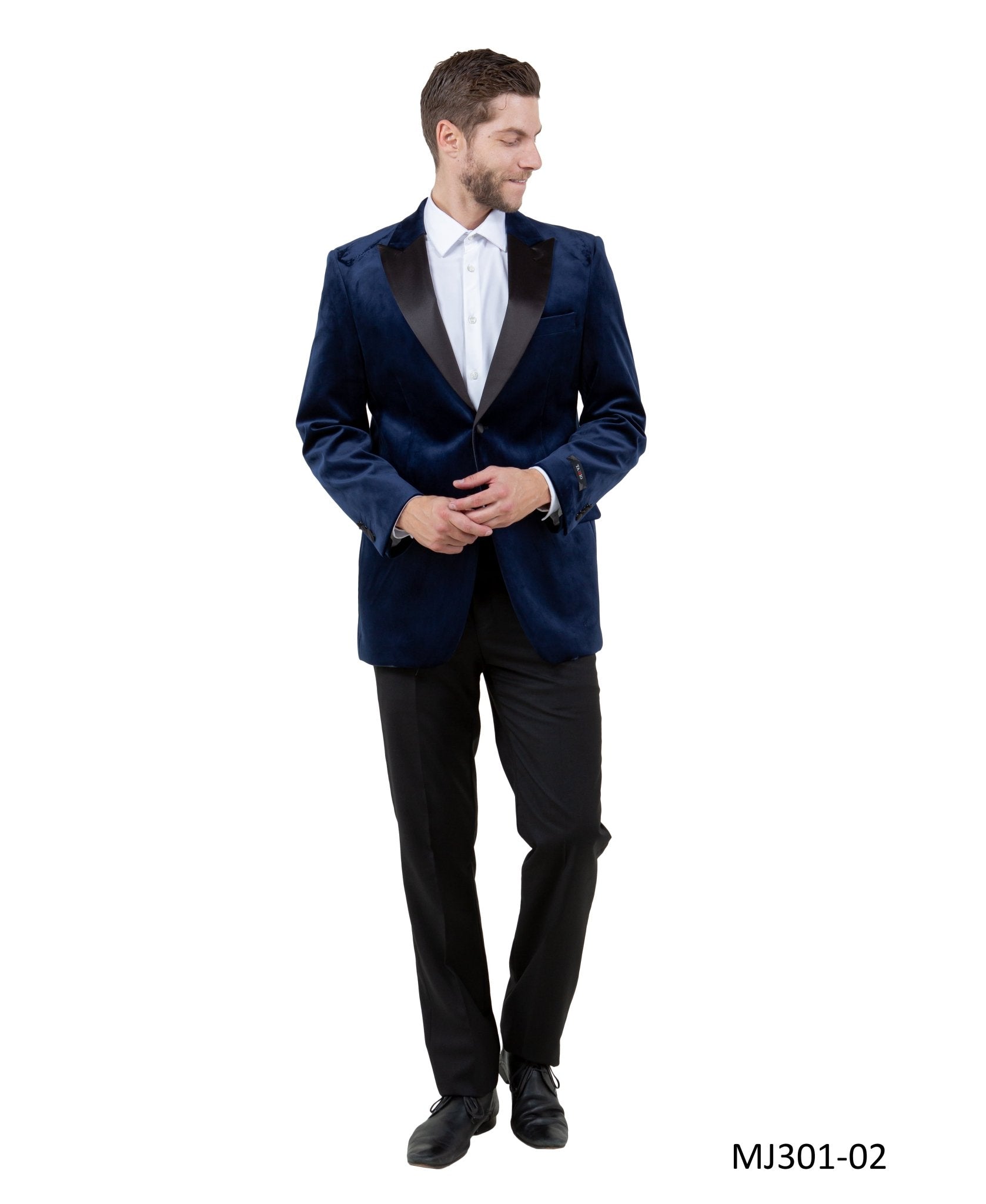 Men's Modern Fit Sport Coat w/ Satin Peak Lapel - Bundle Bus