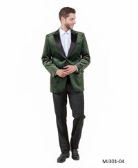Men's Modern Fit Sport Coat w/ Satin Peak Lapel - Bundle Bus