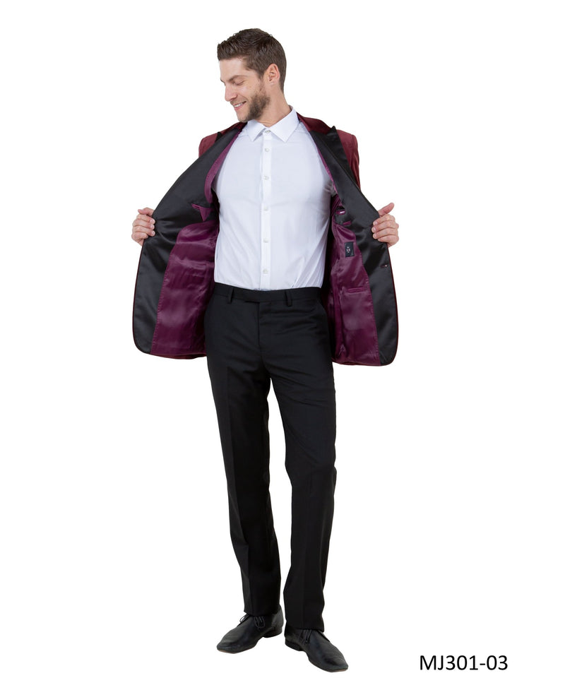 Men's Modern Fit Sport Coat w/ Satin Peak Lapel - Bundle Bus