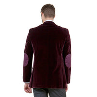 Men's Modern Fit Velvet Blazer w/ Elbow Patch - Bundle Bus