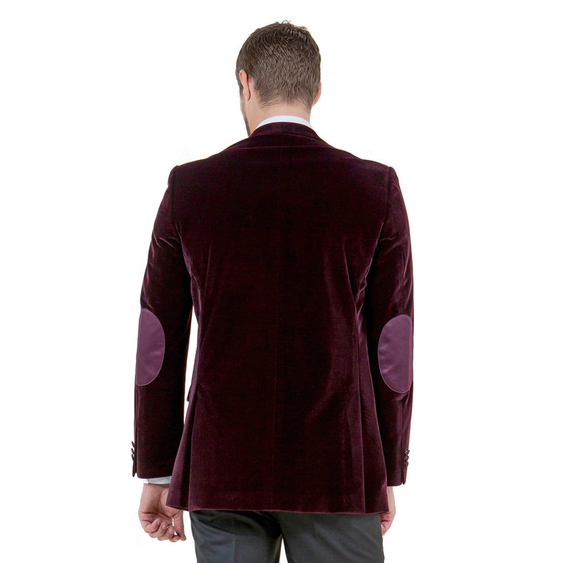 Men's Modern Fit Velvet Blazer w/ Elbow Patch - Bundle Bus
