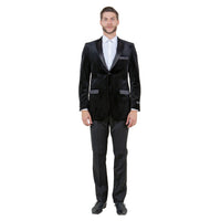 Men's Modern Fit Velvet Blazer w/ Elbow Patch - Bundle Bus