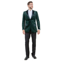 Men's Modern Fit Velvet Blazer w/ Elbow Patch - Bundle Bus