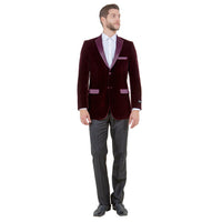 Men's Modern Fit Velvet Blazer w/ Elbow Patch - Bundle Bus