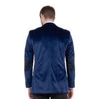 Men's Modern Fit Velvet Blazer w/ Elbow Patch - Bundle Bus