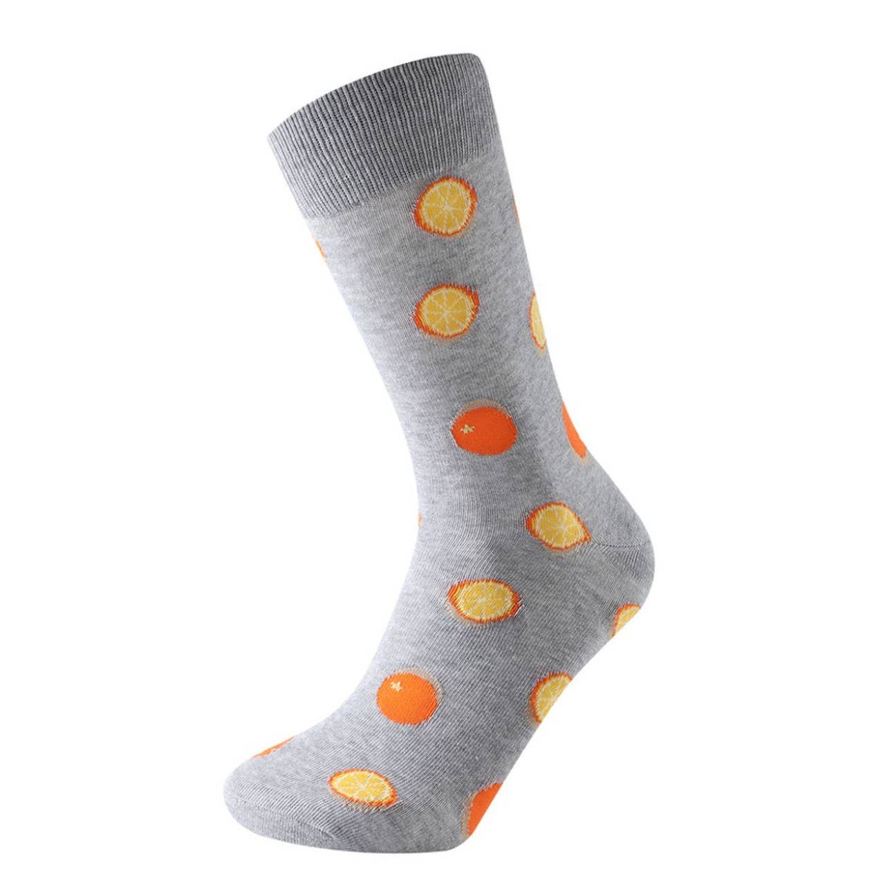 Men's Orange Fruit Novelty Socks - NVS19667 - GRY - Bundle Bus