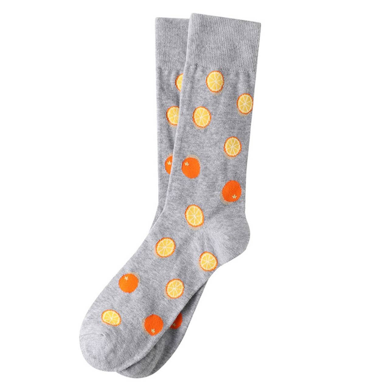 Men's Orange Fruit Novelty Socks - NVS19667 - GRY - Bundle Bus