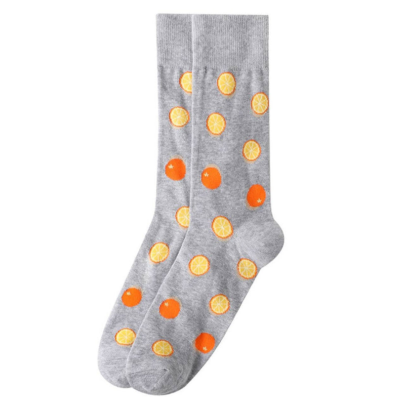 Men's Orange Fruit Novelty Socks - NVS19667 - GRY - Bundle Bus
