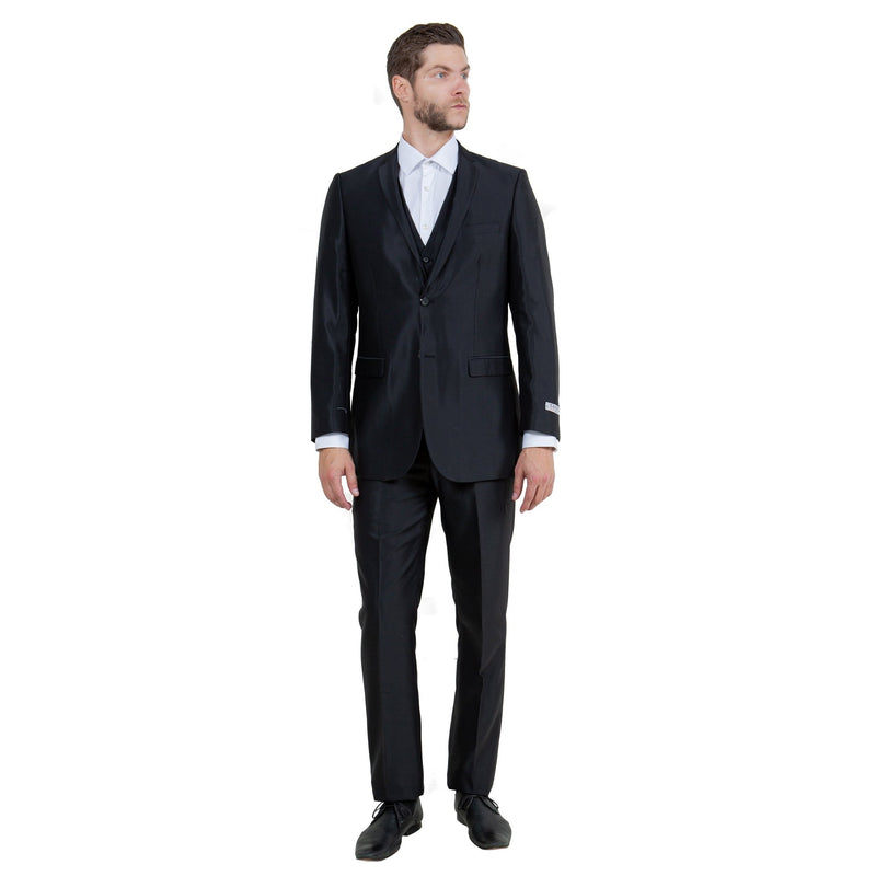 Men's Sharskin Slim - Fit 3 - Piece Suit - Bundle Bus
