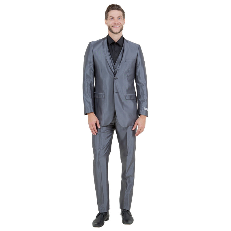 Men's Sharskin Slim - Fit 3 - Piece Suit - Bundle Bus