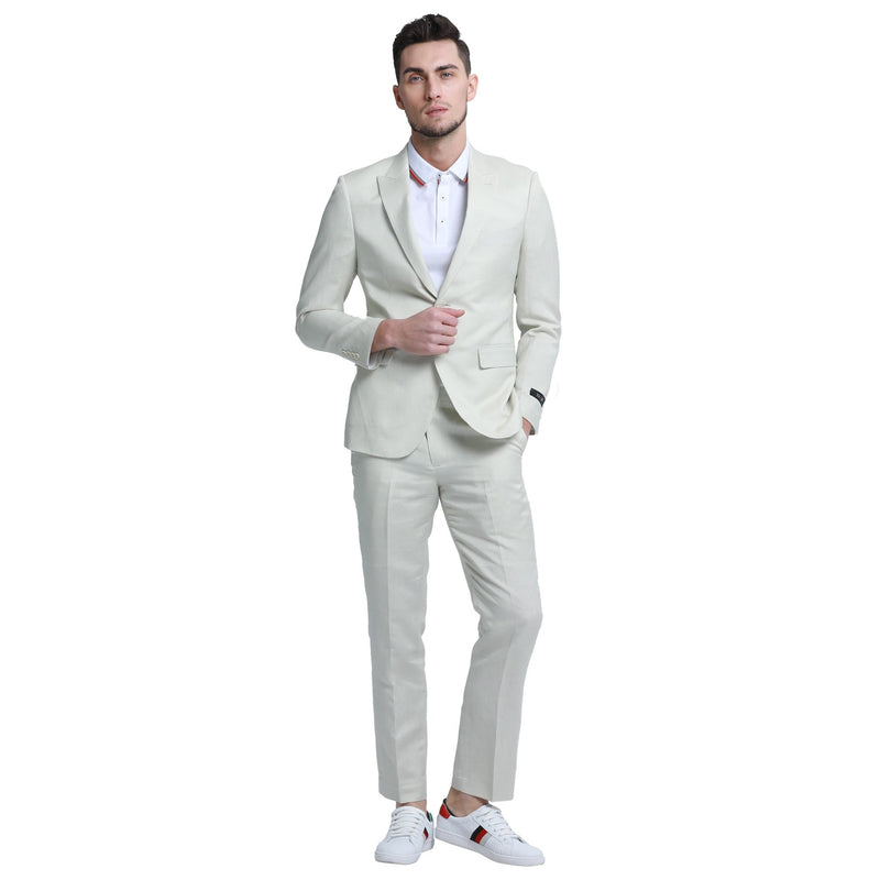 Men's Skinny Fit 2pc Linen Suit - Bundle Bus