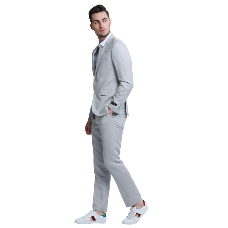 Men's Skinny Fit 2pc Linen Suit - Bundle Bus