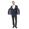 Men's Skinny - Fit Glen Plaid 3pc Suit Set w/ U - Neck Vest - Bundle Bus