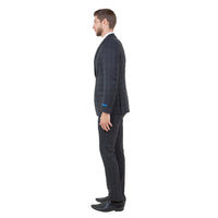 Men's Skinny - Fit Glen Plaid 3pc Suit Set w/ U - Neck Vest - Bundle Bus
