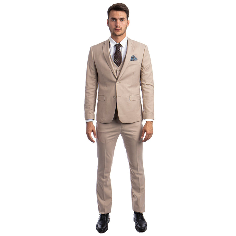 Men's Skinny - Fit Solid 3pc Suit - Bundle Bus