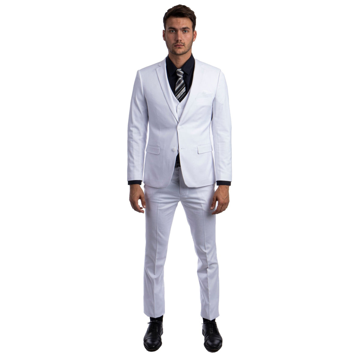 Men's Skinny - Fit Solid 3pc Suit - Bundle Bus