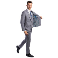 Men's Skinny - Fit Solid 3pc Suit - Bundle Bus