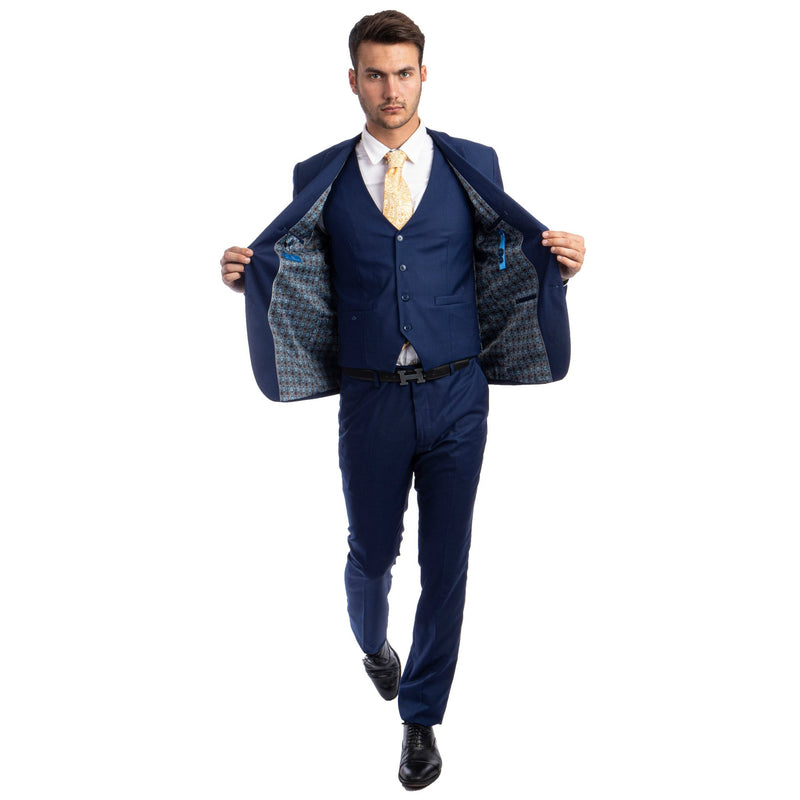 Men's Skinny - Fit Solid 3pc Suit - Bundle Bus